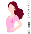Woman put her hands on her hips with pink ribbon.  143054540