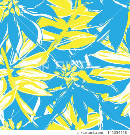 Bright Yellow Brushstroke Floral seamless pattern design for fashion and home textiles, graphics and backgrounds Bright Yellow Brushstroke Floral seamless pattern design for fashion and home textiles, graphics and backgrounds 143054558