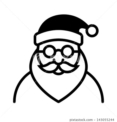 Minimalist graphic icon representing a bearded elderly man wearing a traditional winter holiday hat 143055244