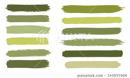 Set of green paint brush strokes isolated on a white background for graphic design Set of green paint brush strokes isolated on a white background for graphic design 143055984
