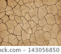 Cracked dry earth surface with irregular polygonal fissures 143056850