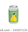 Pear lemonade can with fresh fruit labels isolated on white background in hand drawn vector style 143057135
