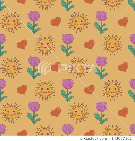 手繪太陽、花朵和無情的愛 手繪太陽、花朵和無情的愛 143057161