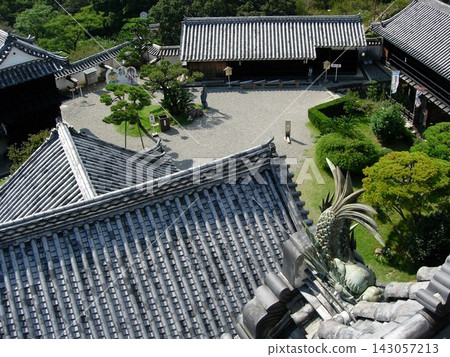 September, photo taken from the keep of Kochi Castle overlooking the courtyard. September, photo taken from the keep of Kochi Castle overlooking the courtyard. 143057213