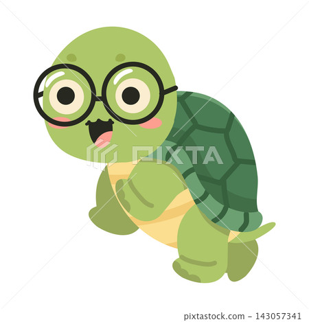 Turtle with glasses character for school learning and education mascot theme Turtle with glasses character for school learning and education mascot theme 143057341