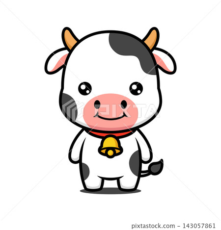 Cute Black and White Cow Cartoon Character Cute Black and White Cow Cartoon Character 143057861