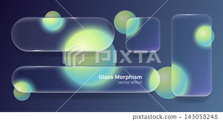 Glassmorphism UI elements, transparent glass frame Glassmorphism UI elements, transparent glass frame 143058248
