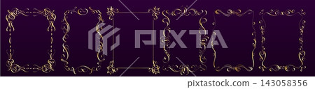 Elegant gold frames, flourish ornament borders Elegant gold frames, flourish ornament borders 143058356
