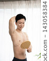 Hair removal complete! Japanese man shows off his smooth underarms. 143058384