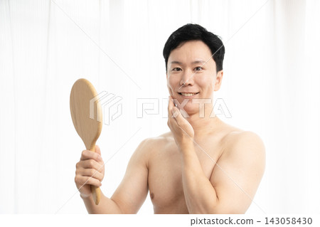 Hair removal complete! Japanese man undergoes permanent beard removal. Hair removal complete! Japanese man undergoes permanent beard removal. 143058430
