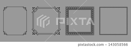 Set of decorative frames Elegant vector element for design in Eastern style, place for text. Floral black and gray frames. Lace illustration for invitations and greeting cards Set of decorative frames Elegant vector element for design in Eastern style, place for text. Floral black and gray frames. Lace illustration for invitations and greeting cards 143058566