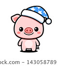 Cute Pig Wearing Winter Hat Cartoon Character, Kawaii Christmas Animal Mascot 143058789