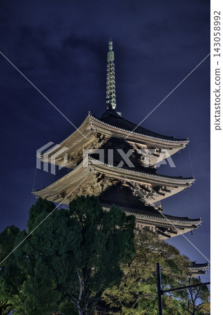Nov 25 2025 Illuminated Five Story Pagoda at To ji Temple Night Nov 25 2025 Illuminated Five Story Pagoda at To ji Temple Night 143058992