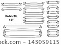 Pencil and crayon-style ribbon banner set. Hand-drawn look. Pencil and crayon-style ribbon banner set. Hand-drawn look. 143059115