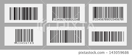 Barcode vector icons, serial number, price label Barcode vector icons, serial number, price label 143059686