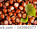 Close up view of hazelnuts on a table 143060377