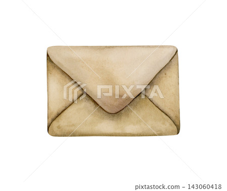 Cute Paper Craft Envelope. Watercolor hand drawn illustration isolated on white background for mail design home textile cozy print eco-friendly branding retro post templates rustic wedding invitations Cute Paper Craft Envelope. Watercolor hand drawn illustration isolated on white background for mail design home textile cozy print eco-friendly branding retro post templates rustic wedding invitations 143060418