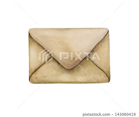 Cute Paper Craft Envelope. Watercolor hand drawn illustration isolated on white background for mail design home textile cozy print eco-friendly branding retro post templates rustic wedding invitations Cute Paper Craft Envelope. Watercolor hand drawn illustration isolated on white background for mail design home textile cozy print eco-friendly branding retro post templates rustic wedding invitations 143060419