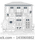 Black and White Illustration of Traditional House in Chania, Crete 143060802