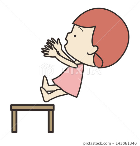 An illustration of a girl about to fall off a chair. An illustration of a girl about to fall off a chair. 143061340