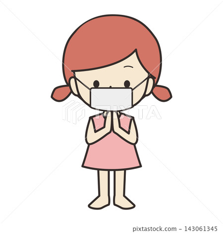 戴著面具的女孩插畫 戴著面具的女孩插畫 143061345