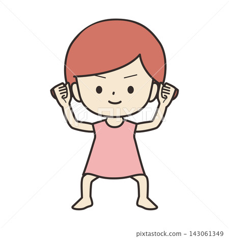 一幅女孩擺出堅定姿勢的插圖 一幅女孩擺出堅定姿勢的插圖 143061349