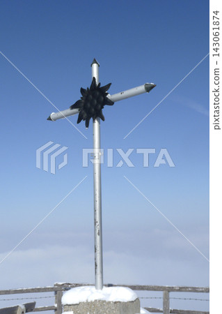 Summit cross of Hornle mountain in Bavaria, Germany Summit cross of Hornle mountain in Bavaria, Germany 143061874