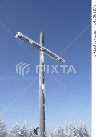 Summit cross Mittleres Hornle mountain in Bavaria, Germany Summit cross Mittleres Hornle mountain in Bavaria, Germany 143061879