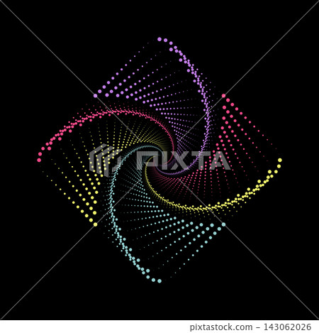 colorful dotted spiral vortex abstract design on black background colorful dotted spiral vortex abstract design on black background 143062026