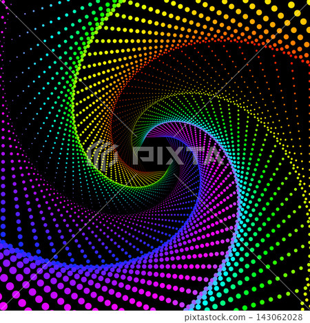 rainbow colors dot spiral vortex abstract art on black background rainbow colors dot spiral vortex abstract art on black background 143062028