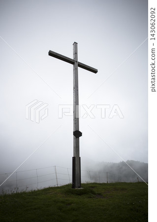 Summit cross Mittleres Hornle mountain in Bavaria, Germany Summit cross Mittleres Hornle mountain in Bavaria, Germany 143062092