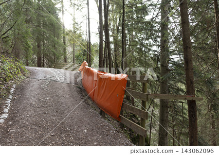 Protection for sledders at Schweinsberg mountain, in Bavaria, Germany Protection for sledders at Schweinsberg mountain, in Bavaria, Germany 143062096