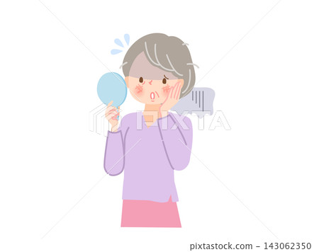 Illustration of a middle-aged woman suffering from skin problems. Illustration of a middle-aged woman suffering from skin problems. 143062350