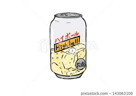 罐裝威士忌高球酒的插圖:手繪筆觸風格的威士忌高球酒。 罐裝威士忌高球酒的插圖:手繪筆觸風格的威士忌高球酒。 143063100