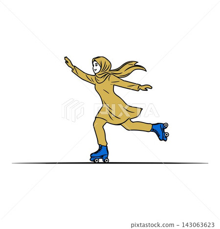 Hijab Woman Roller Skating Vector Design Template Hijab Woman Roller Skating Vector Design Template 143063623
