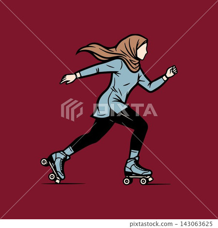 Hijab Girl Roller Skating Outdoors Vector Design Template Hijab Girl Roller Skating Outdoors Vector Design Template 143063625
