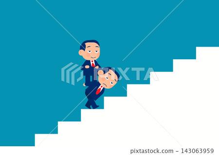 Businessman Walking on Stairs while Carrying his Boss. Business vector illustration concept Businessman Walking on Stairs while Carrying his Boss. Business vector illustration concept 143063959