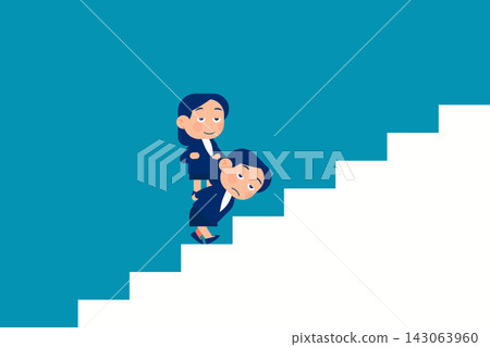 Businessman Walking on Stairs while CBusinesswoman Walking on Stairs while Carrying his Boss. Business vector illustration conceptarrying his Boss. Business vector illustration concept 143063960