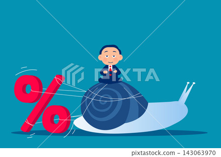 Pushing percentage sign on forward. Business increasing profit vector illustration Pushing percentage sign on forward. Business increasing profit vector illustration 143063970