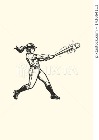 Woman Baseball Batter Vector Design Template 143064113