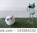 一隻青蛙遇到了一隻羊，羊是來年的生肖動物。 143064192
