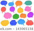 A set of speech bubble illustrations drawn with watercolor markers. 143065138