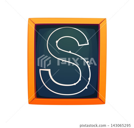 Cartoon education font letter S with dark green chalkboard and chalk drawn lettering. Vibrant school supply letter typeface for back to school posters, classroom bulletin boards and educational apps 143065295