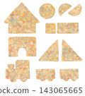 A set of label templates featuring hand-drawn building blocks and train motifs. 143065665