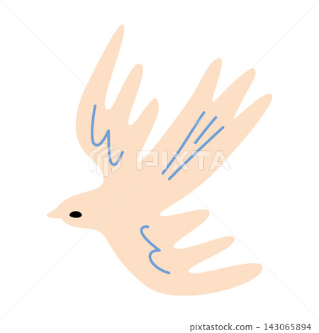 Light flying dove illustration isolated on white background. Bird icon peace symbol. Light flying dove illustration isolated on white background. Bird icon peace symbol. 143065894