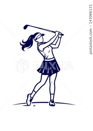 Woman Golf Player with Golf Club Vector Design Template Woman Golf Player with Golf Club Vector Design Template 143066131