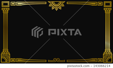 Retro Art Deco style frame 02, 16:9 aspect ratio (gold) 143066214