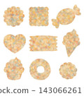 A set of hand-drawn confectionery-themed label templates. 143066261