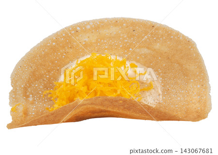 Thai Crispy Crepes isolated on white background Thai Crispy Crepes isolated on white background 143067681