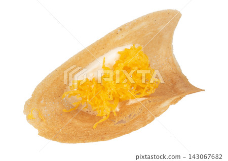 Thai Crispy Crepes isolated on white background Thai Crispy Crepes isolated on white background 143067682